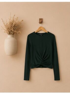Dynamite Forest Green Twist Front Top XS
